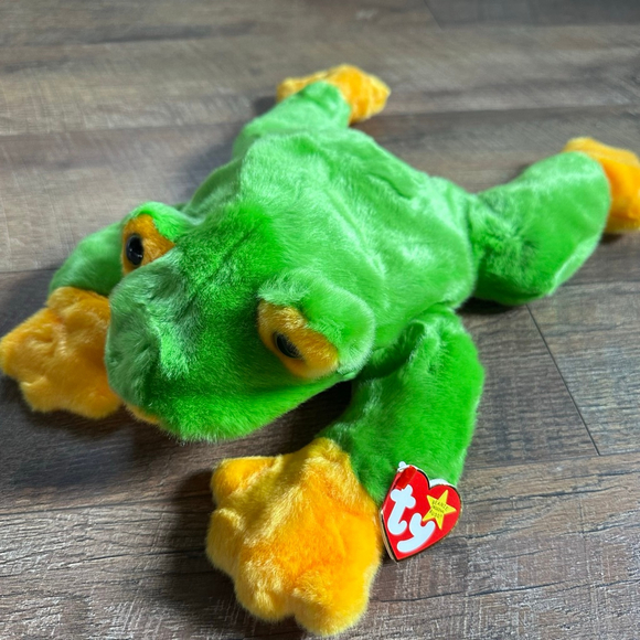 Ty Smoochy Green Yellow Frog Stuffed Animal large - Picture 2 of 10